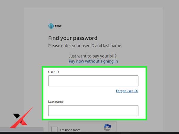 User ID and password field for Bellsouth