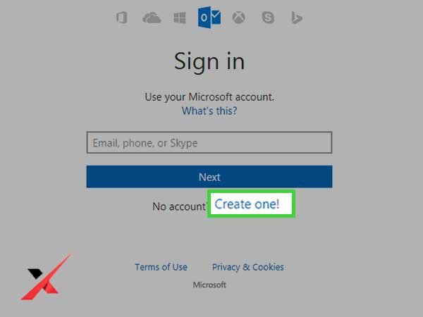 Click on the ‘Create One’ link to sign up for creating a new Hotmail account.