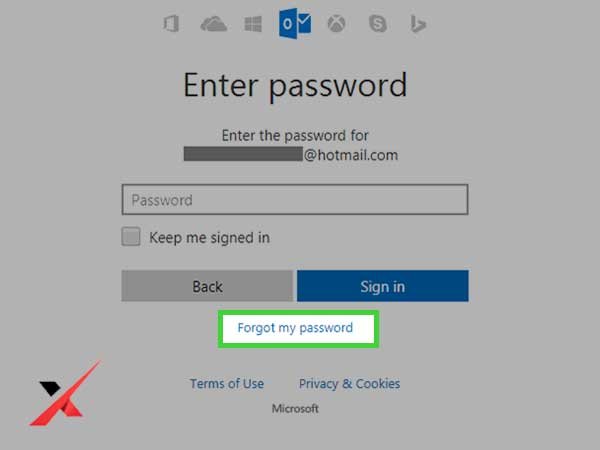 Click on the ‘Forgot My Password’ link using which you can select a password recovery method to reset a new password for your Hotmail account.