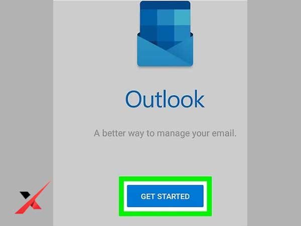 On the Outlook mobile app, tap on the ‘Get Started’ button.