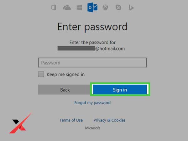 Click on the ‘Sign in’ button to log in to your Hotmail account.