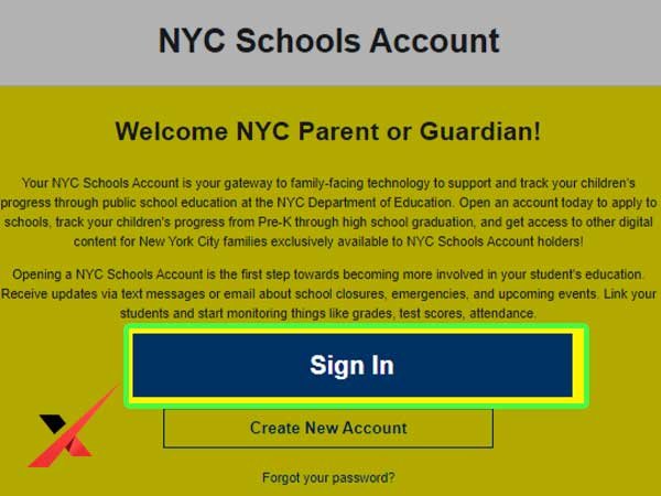 Click on the ‘Sign in’ link and get access to your NYSCA account.