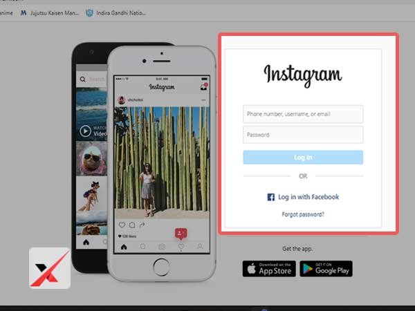 email and password field for Instagram