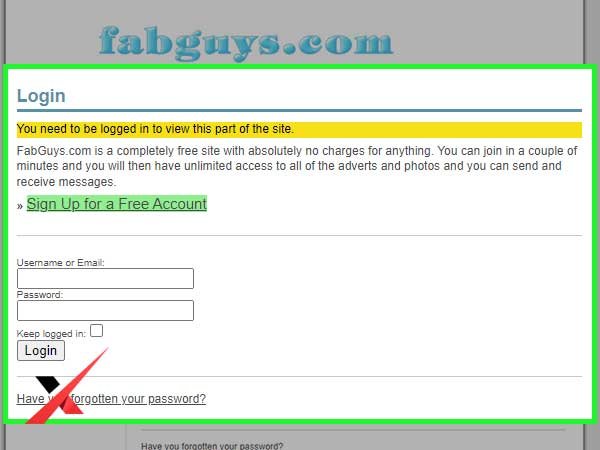 login page for FabGuys