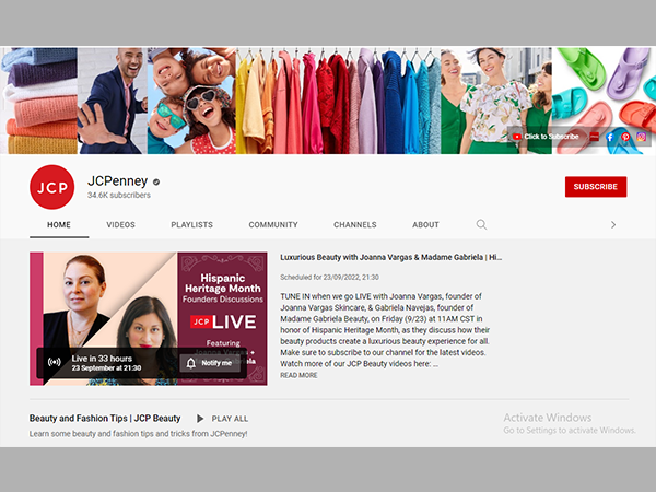JCPenney Youtube account